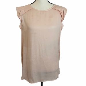 LOFT Scoop Neck Cap Sleeve Pale Pink Top Large
